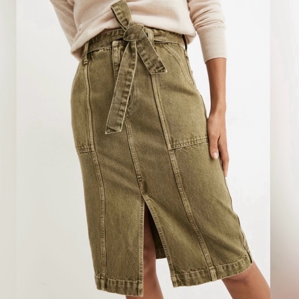 Madewell Olive Utility Tie-Waist Skirt - NWOT